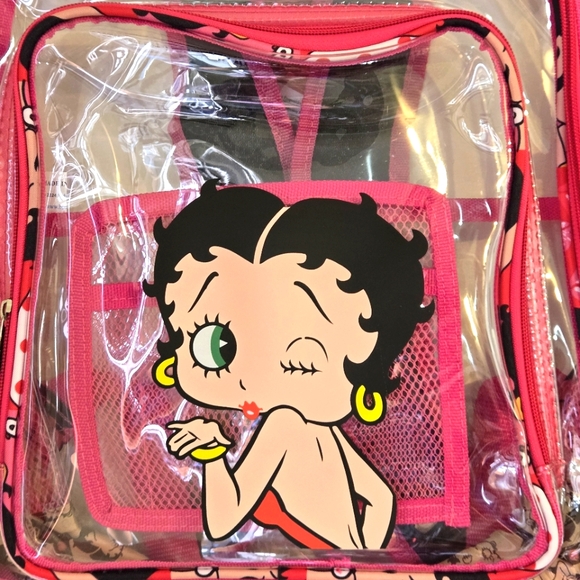 🍒🍒 Betty Boop Clear Pink Backpack - Picture 3 of 9